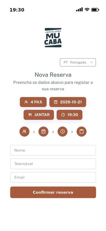 Widget de reservas MesaOn aberto num iPhone